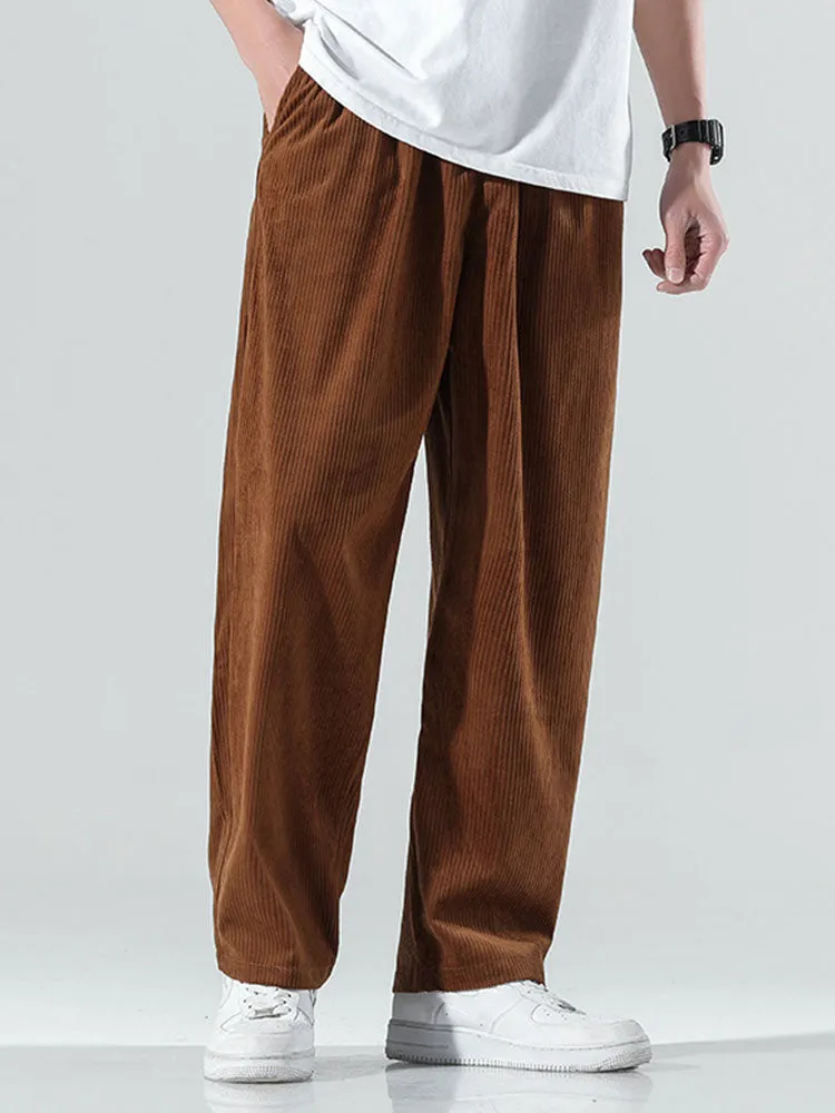 Elastic Waist Corduroy Pants