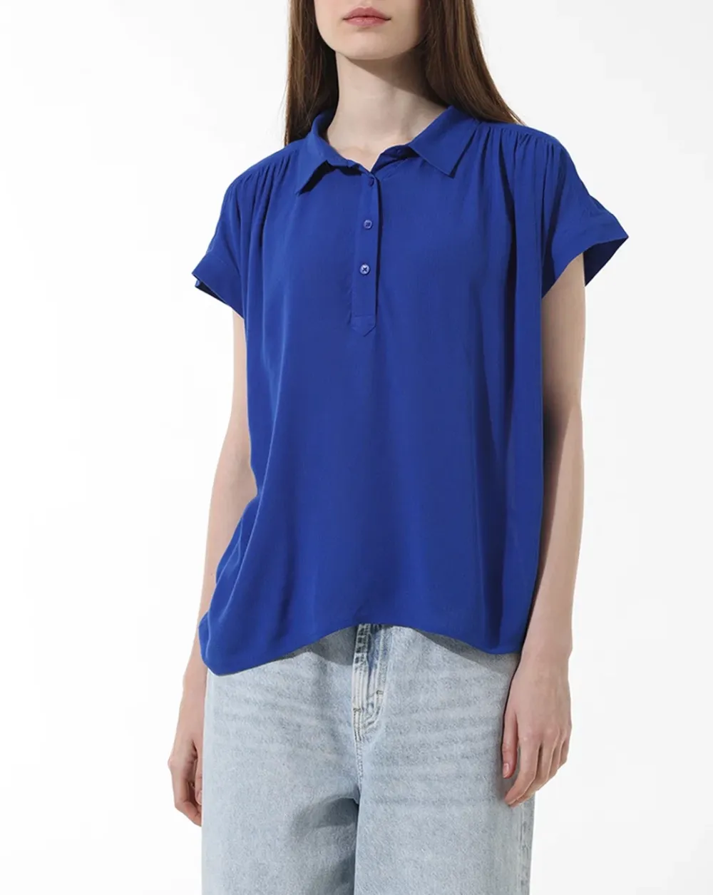 Blue Crinkled Weave Shirt