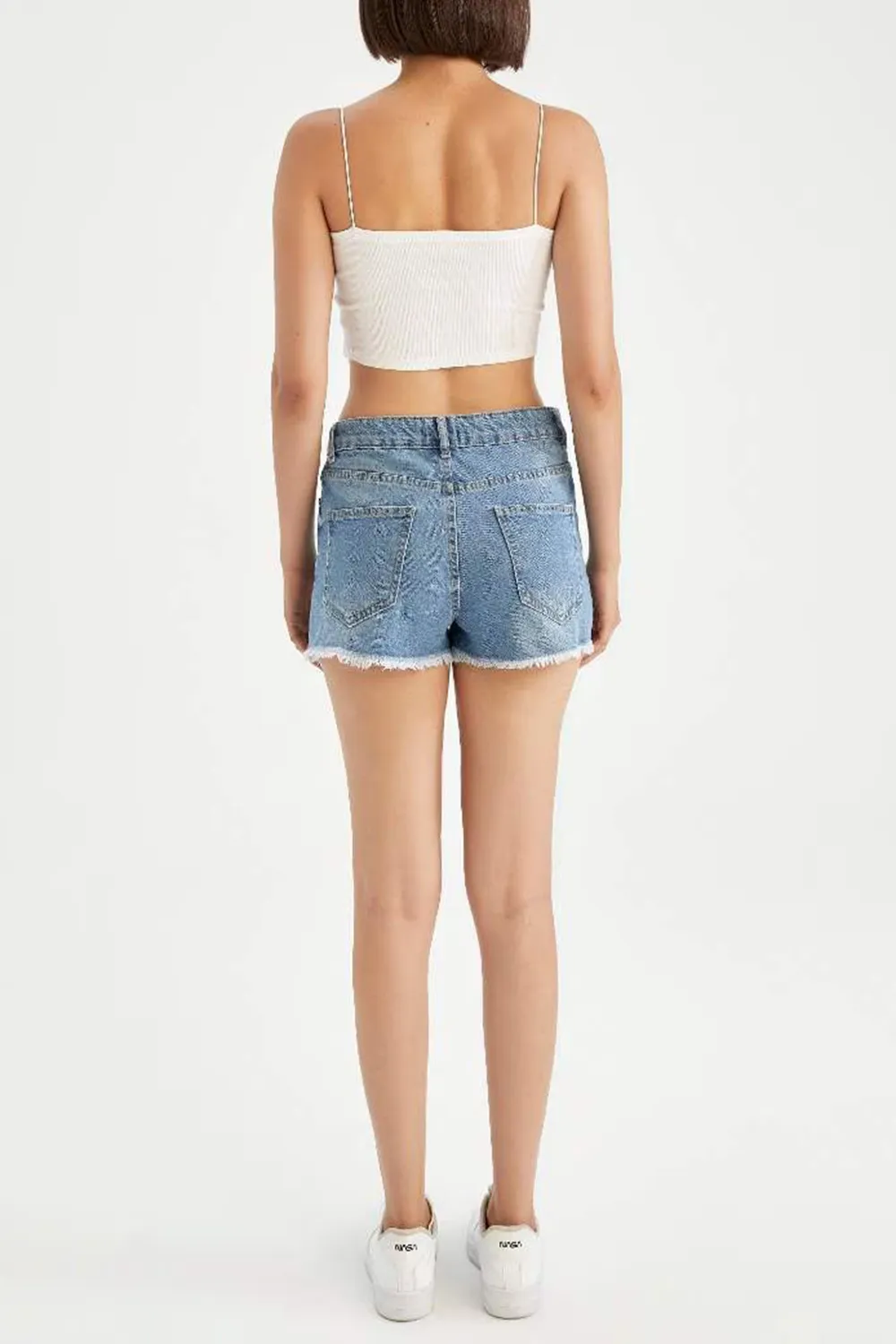 Jean Normal Waist Cut Ended Trousers Shorts