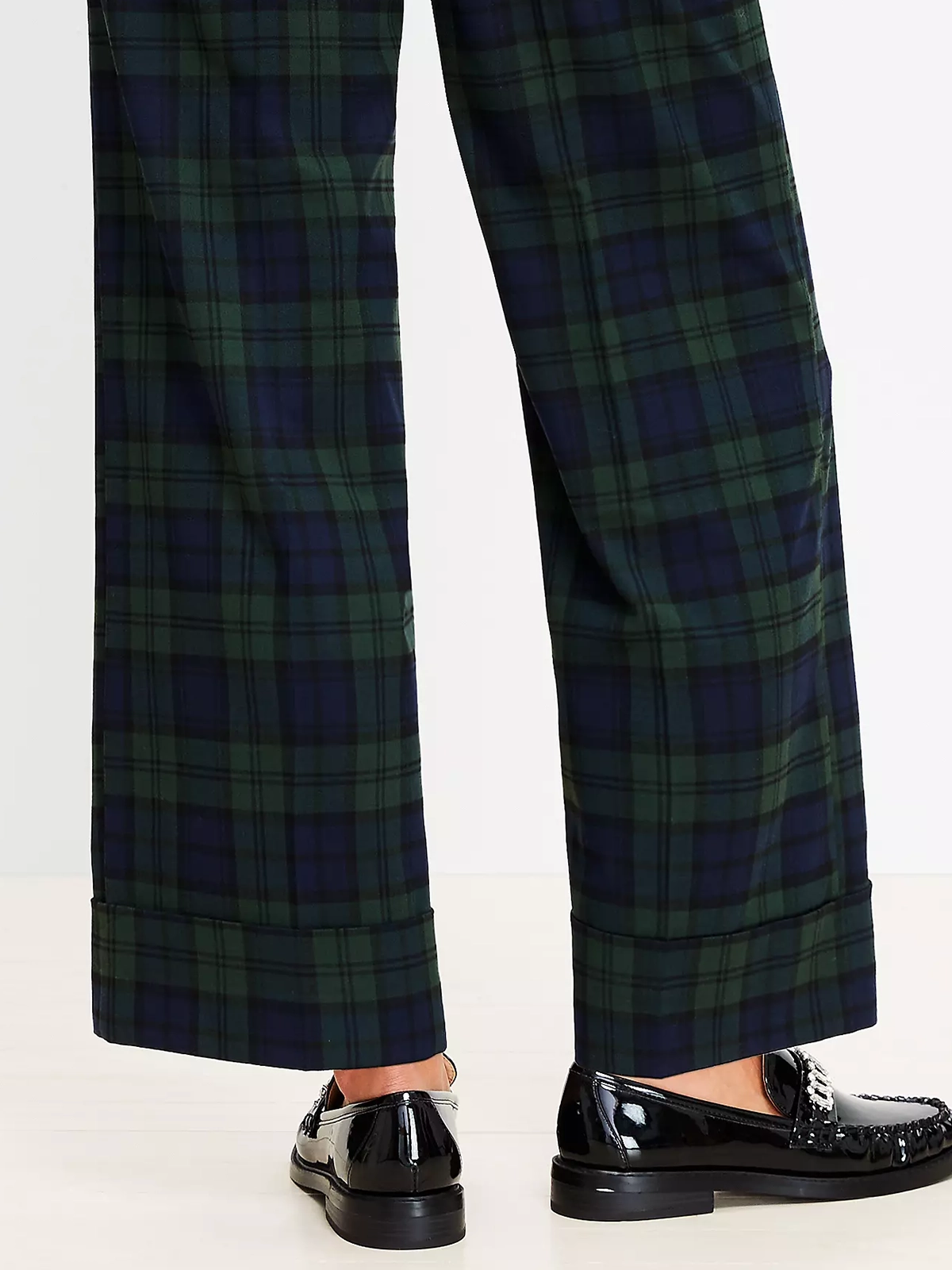 Straight Cropped Cuff Pant in Plaid Brushed Flannel