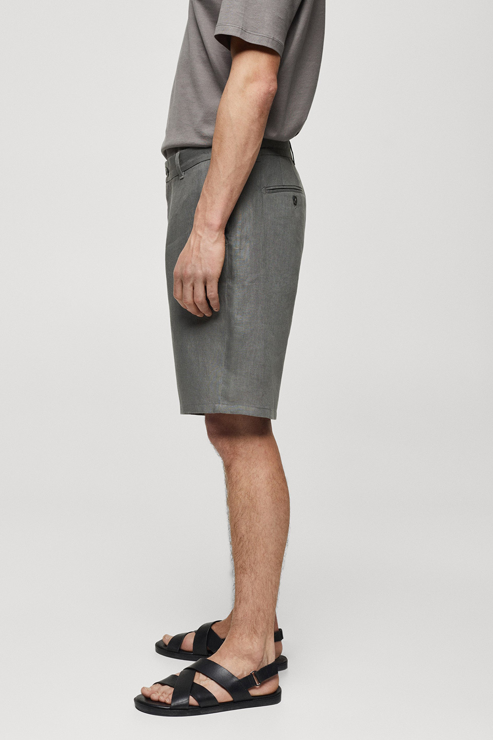 Slim-fit 100% linen bermuda shorts