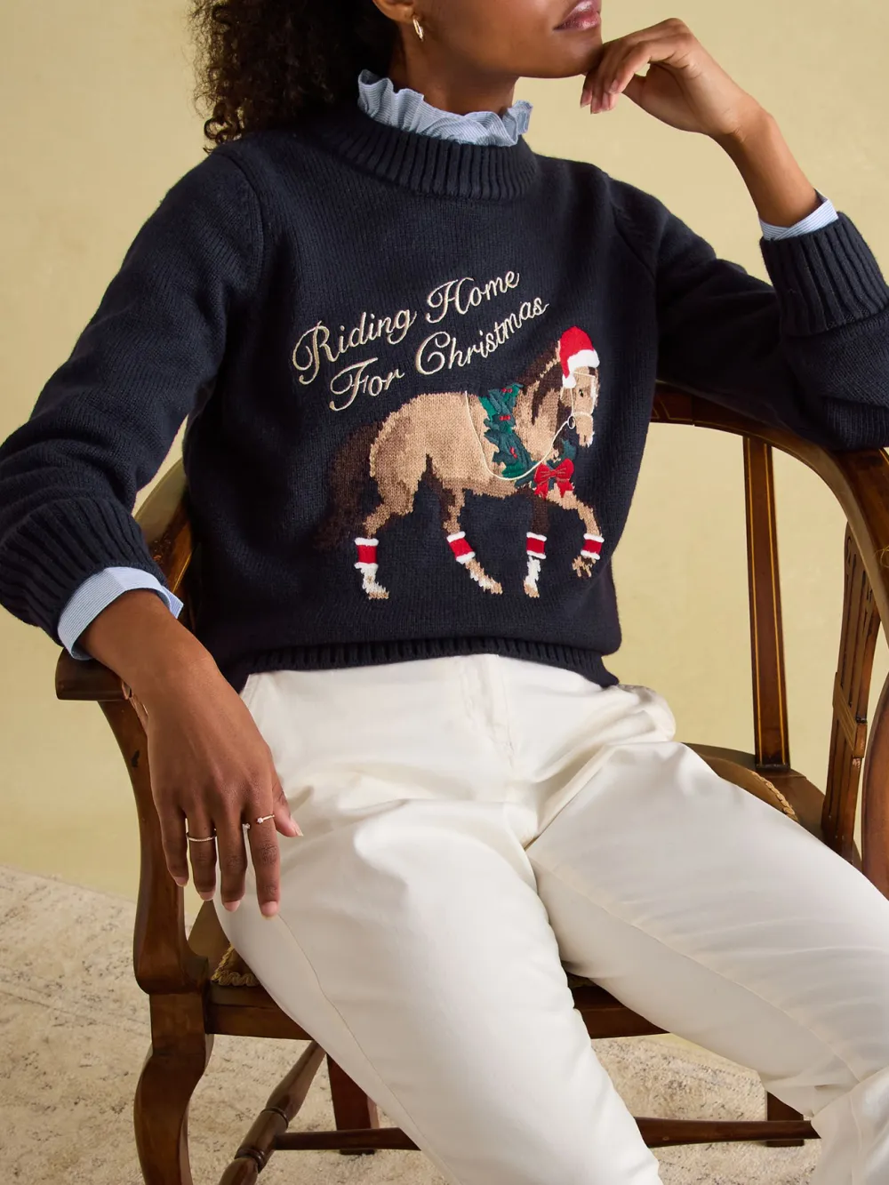 Noelle Navy Intarsia Christmas Jumper