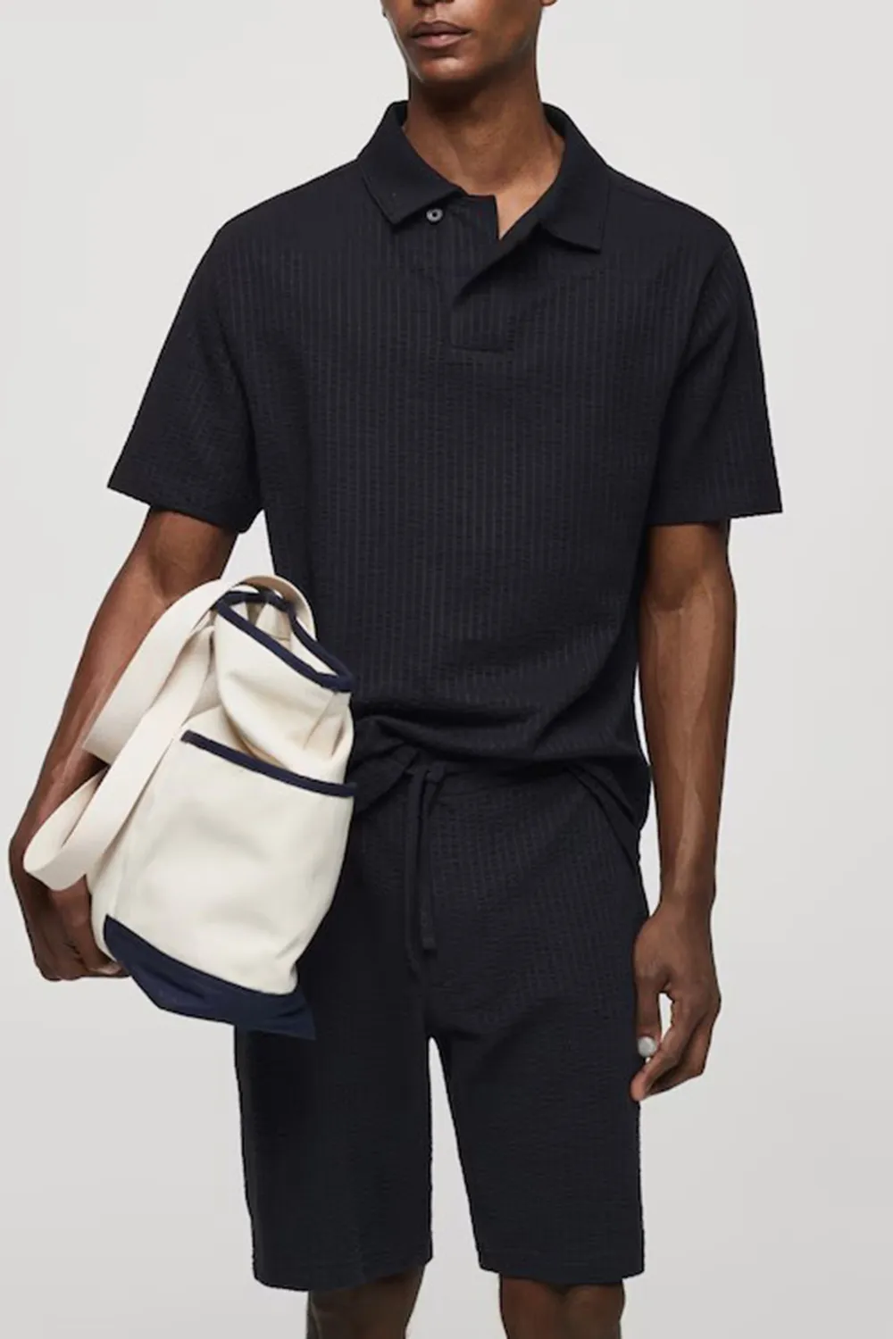 Seersucker cotton polo shirt