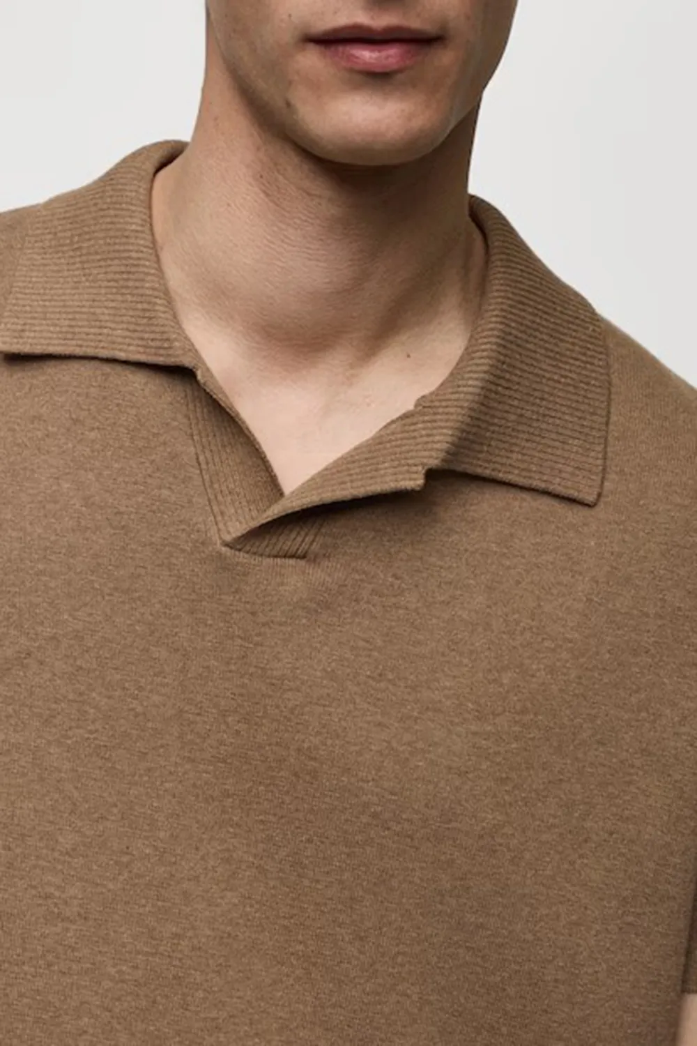 Cable Knit Collar Polo Shirt