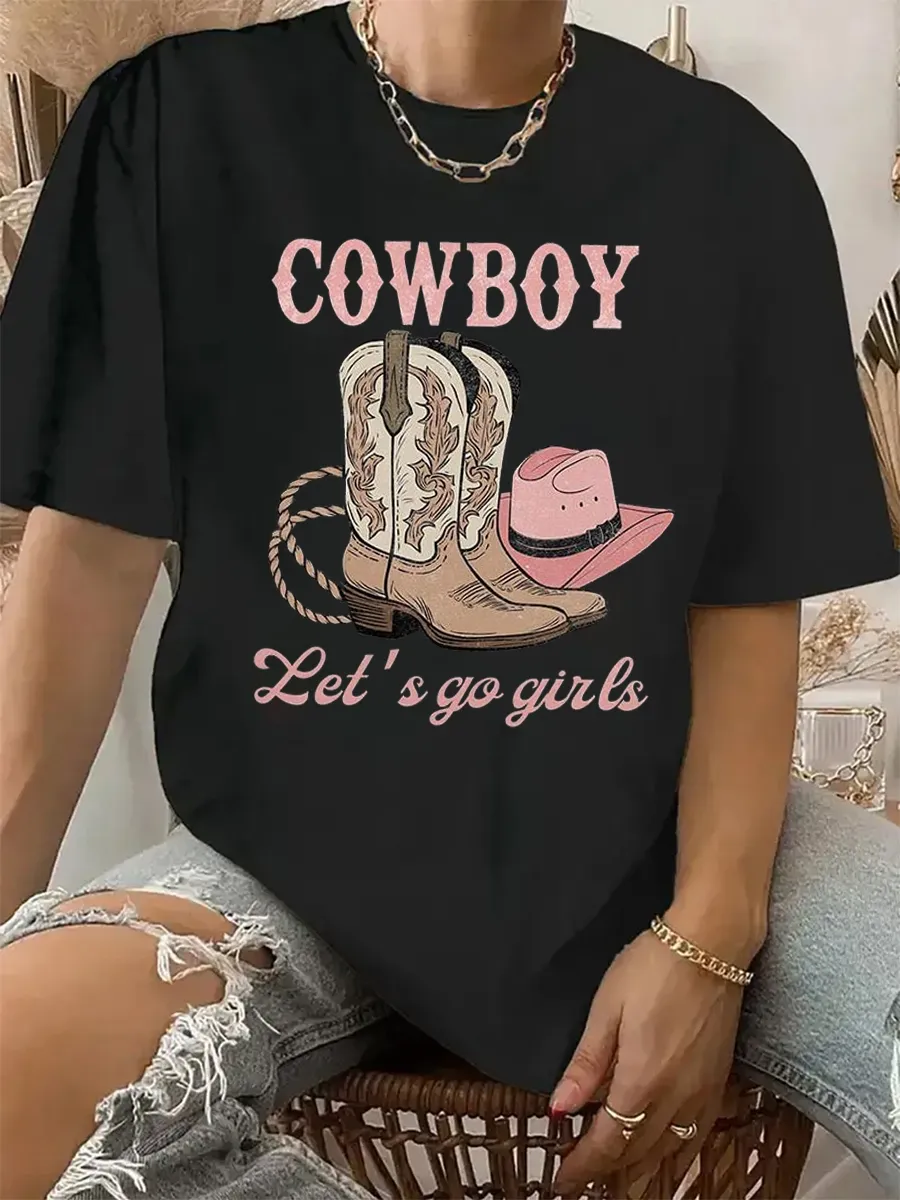 Wild West Cowboy Women's Boots Pattern T-shirt