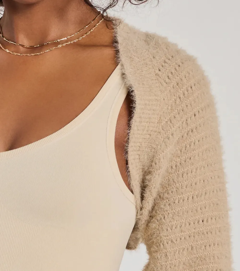 Cuddly Cozy Eyelash Knit Sweater Bolero