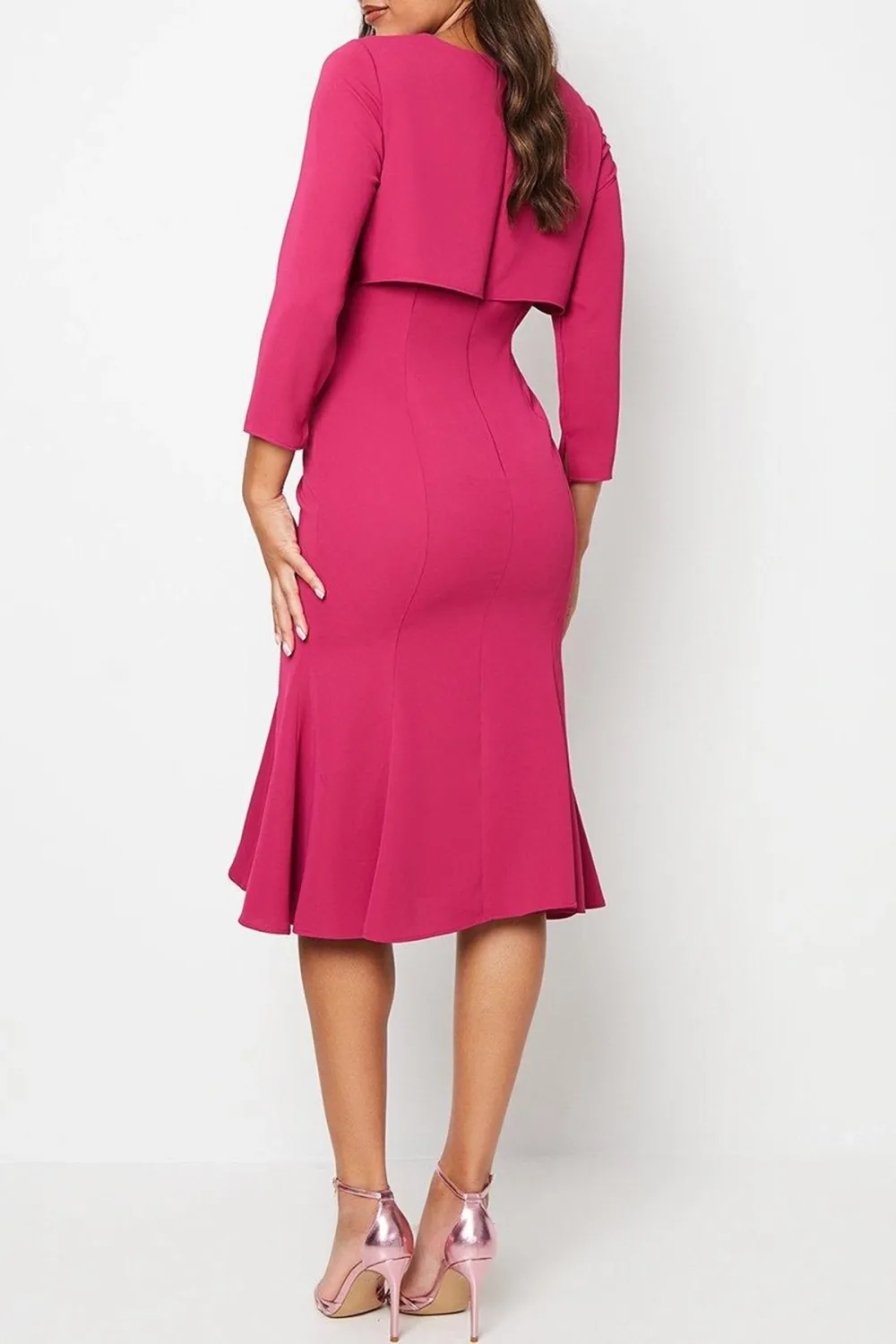 Tulip Bodice Long Sleeve Midi Dress