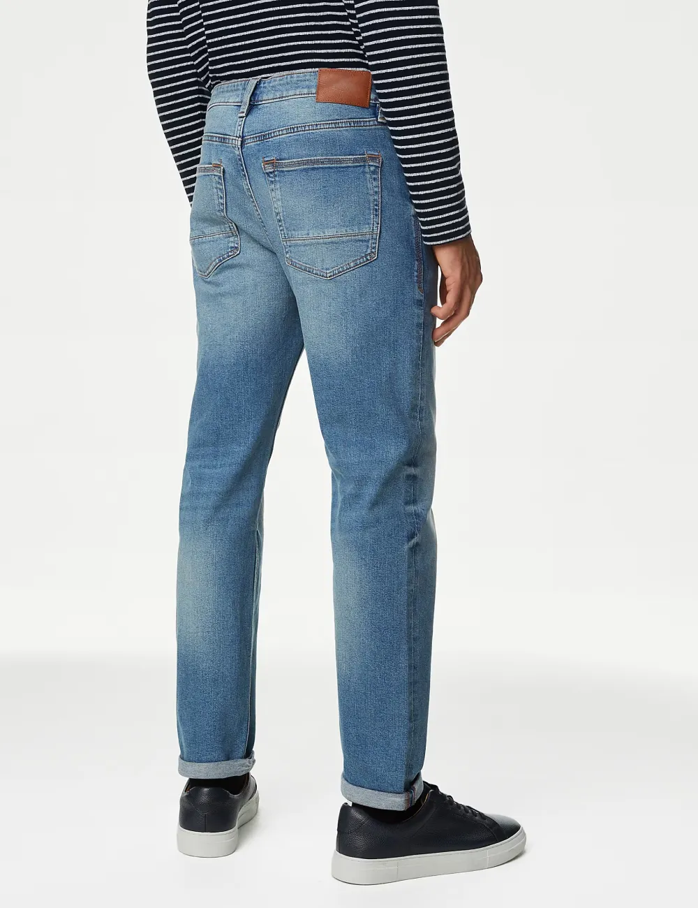 Straight Fit Vintage Wash Stretch Jeans