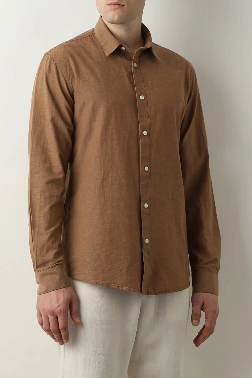 Brown Linen Full Sleeves Shirt