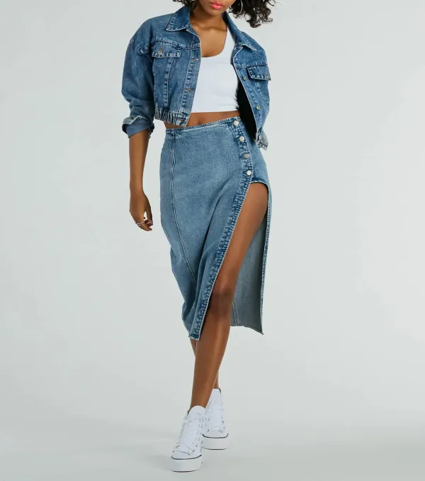 On My Way Trucker Crop Denim Jacket