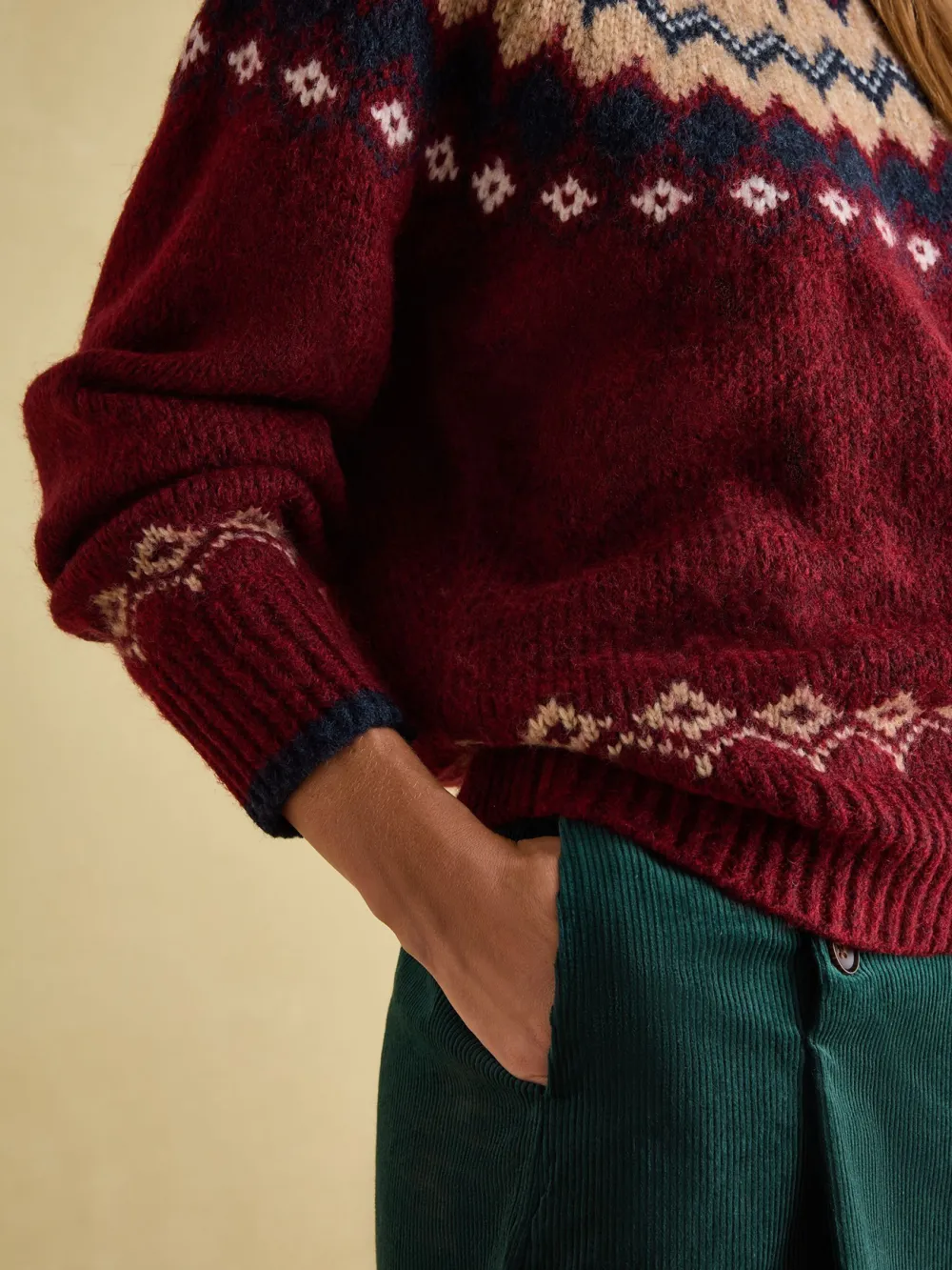 Lowry Red/Navy Fairisle Pattern Jumper