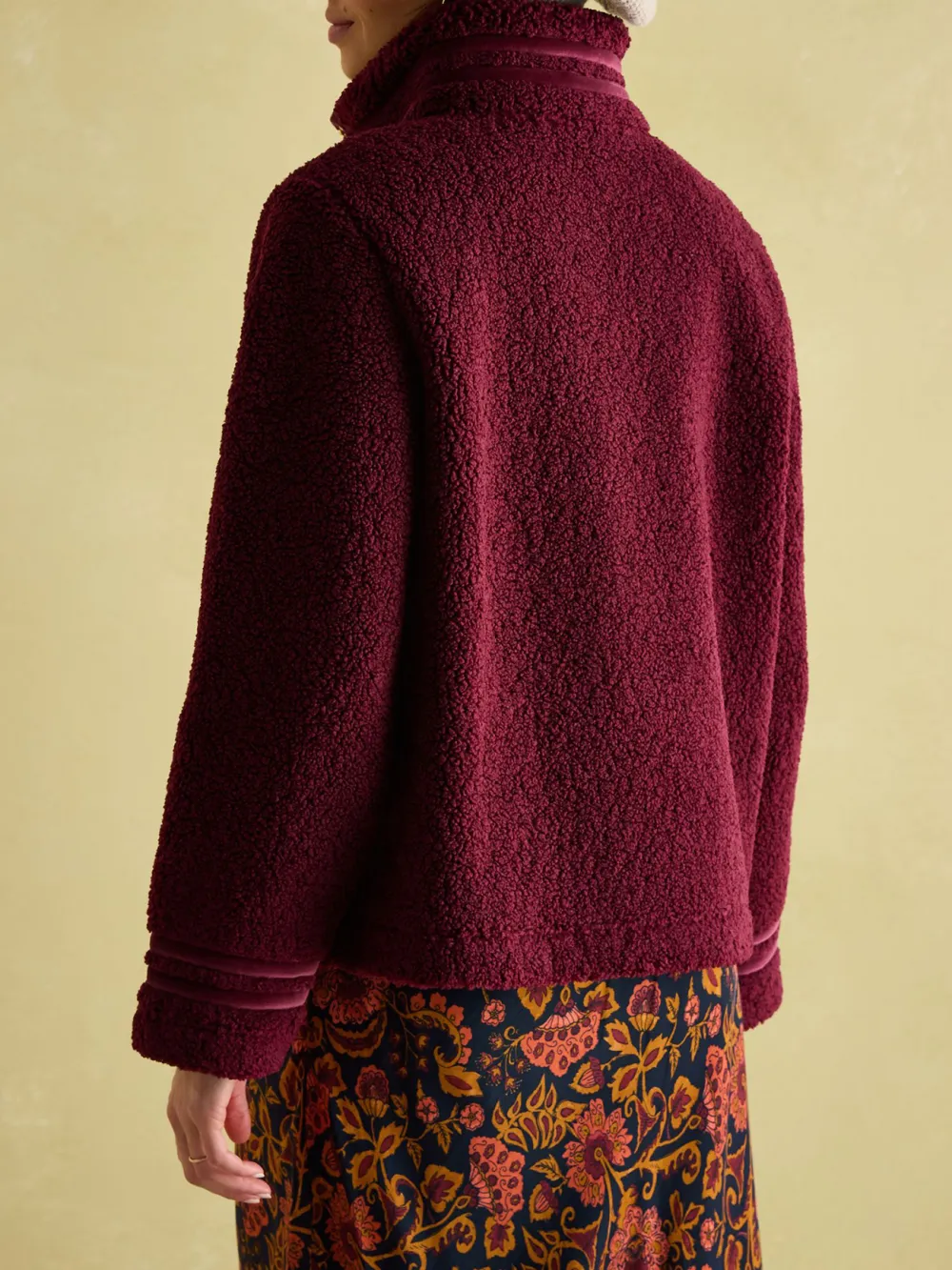 Velvet Trims Fleur Red Fleece Jacket