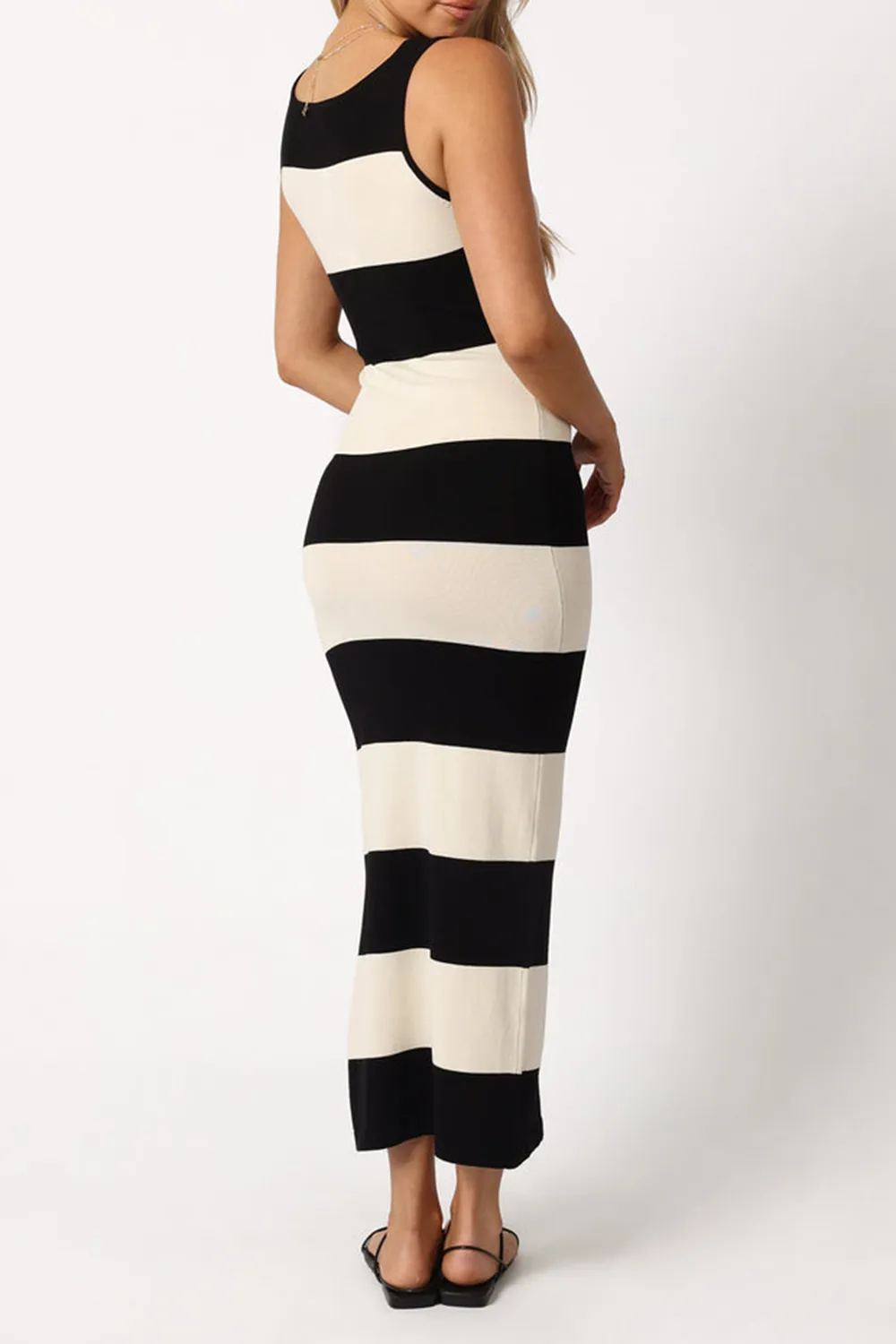 BRIDGET MIDI DRESS - CREAM/BLACK STRIPE