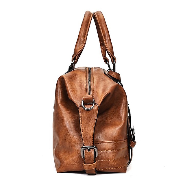Women's Handbag Boston Bag Office Daily Pendant Buckle Solid Color Black Pink Brown