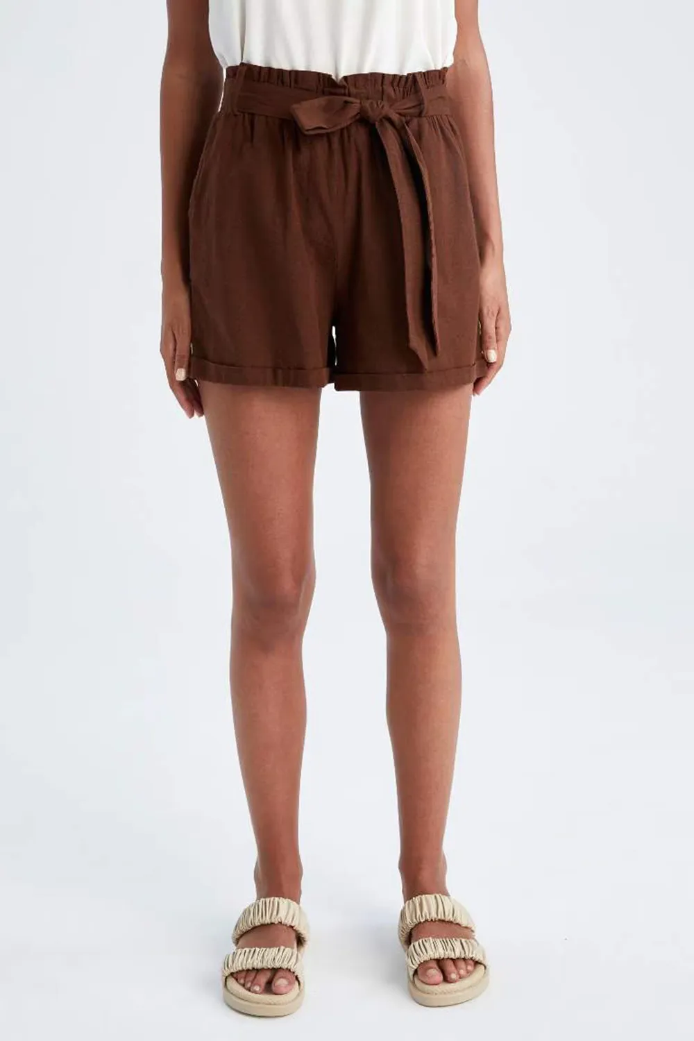 Relax Fit Paperbag Waist Short Leg Shorts