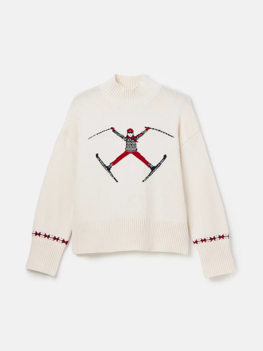 Abigail Cream High Neck Intarsia Ski Jumper