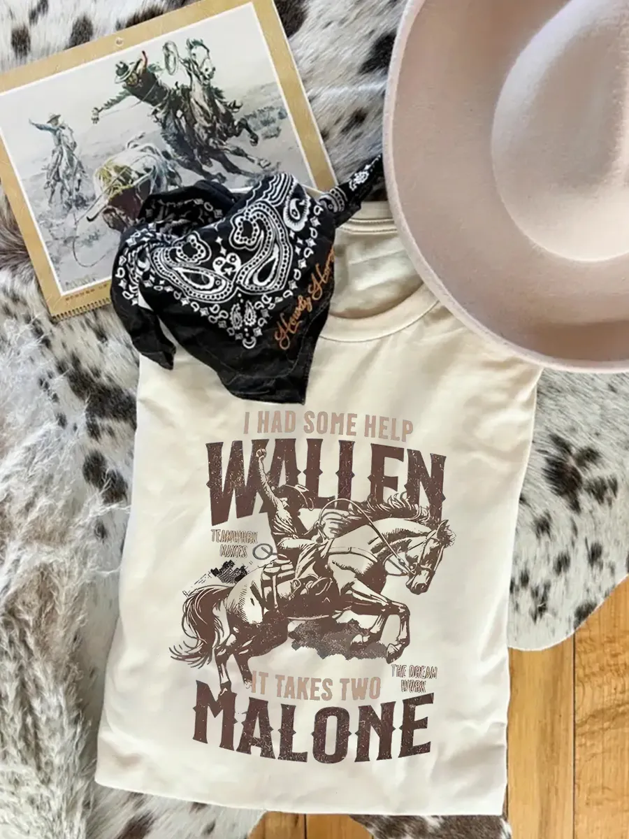 Wallen and Malone I Had Some Help slogan graphic T-shirt