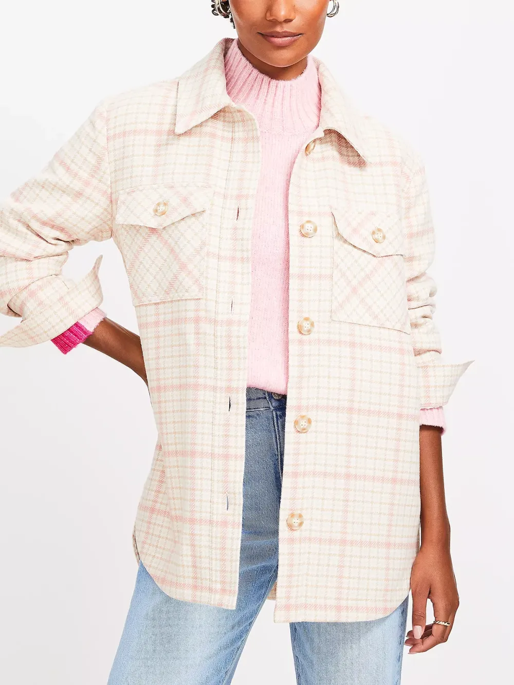 Houndstooth Shirt Jacket