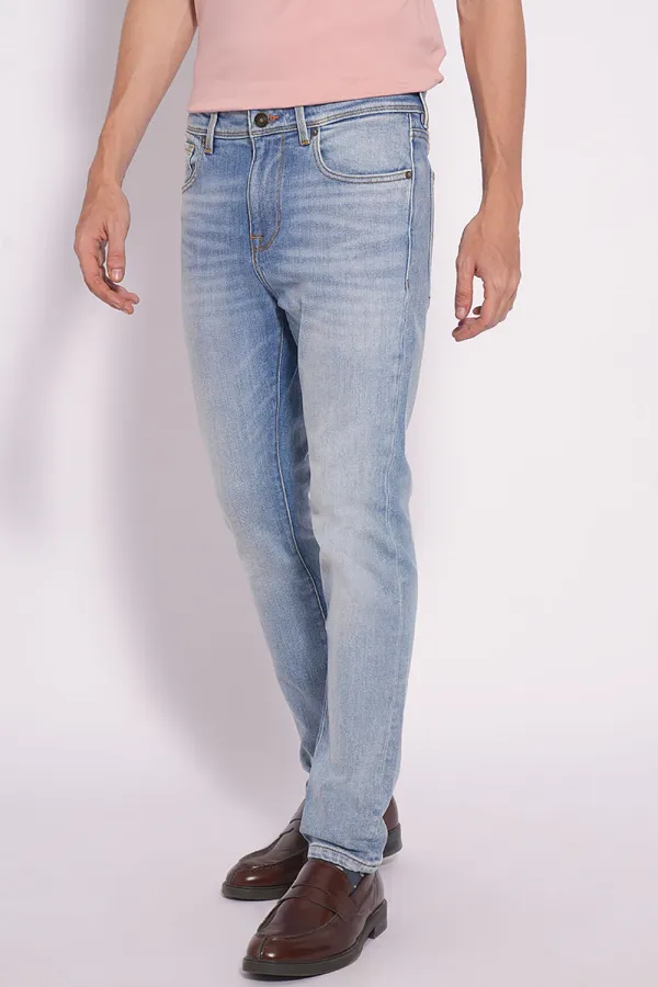 Light Blue Mid Rise Slim Fit Jeans