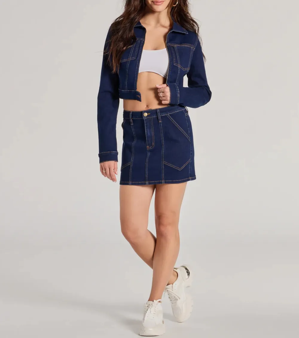 Covetable Cutie Contrast Stitch Denim Jacket