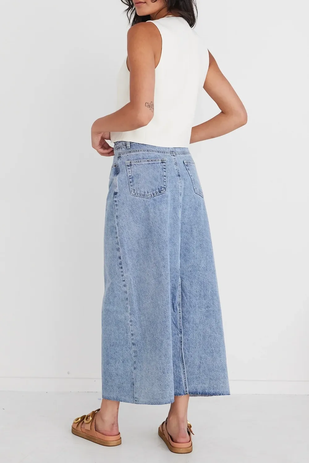 Rouge Vintage Blue Denim Midi Skirt