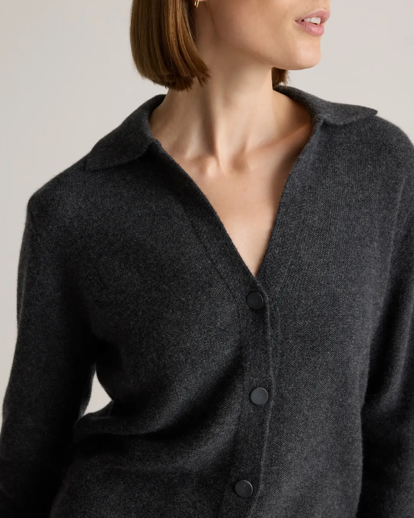 Mongolian Cashmere Collared Cardigan