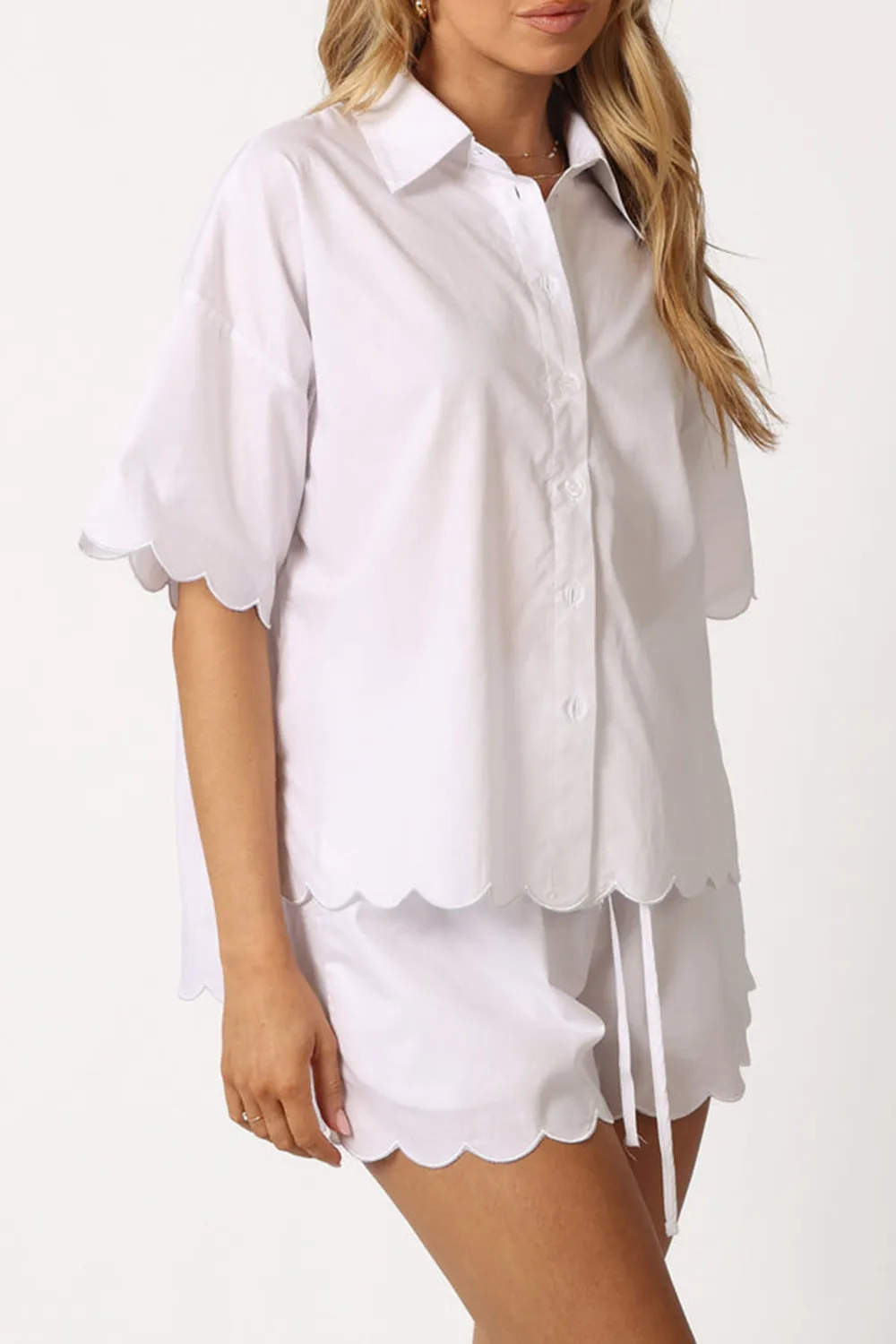 KATY SHORT SLEEVE BUTTON UP - WHITE