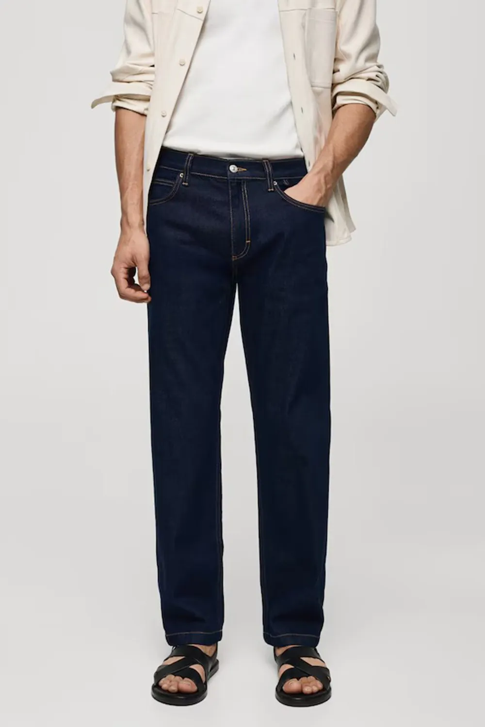 Relaxed fit dark wash jeans