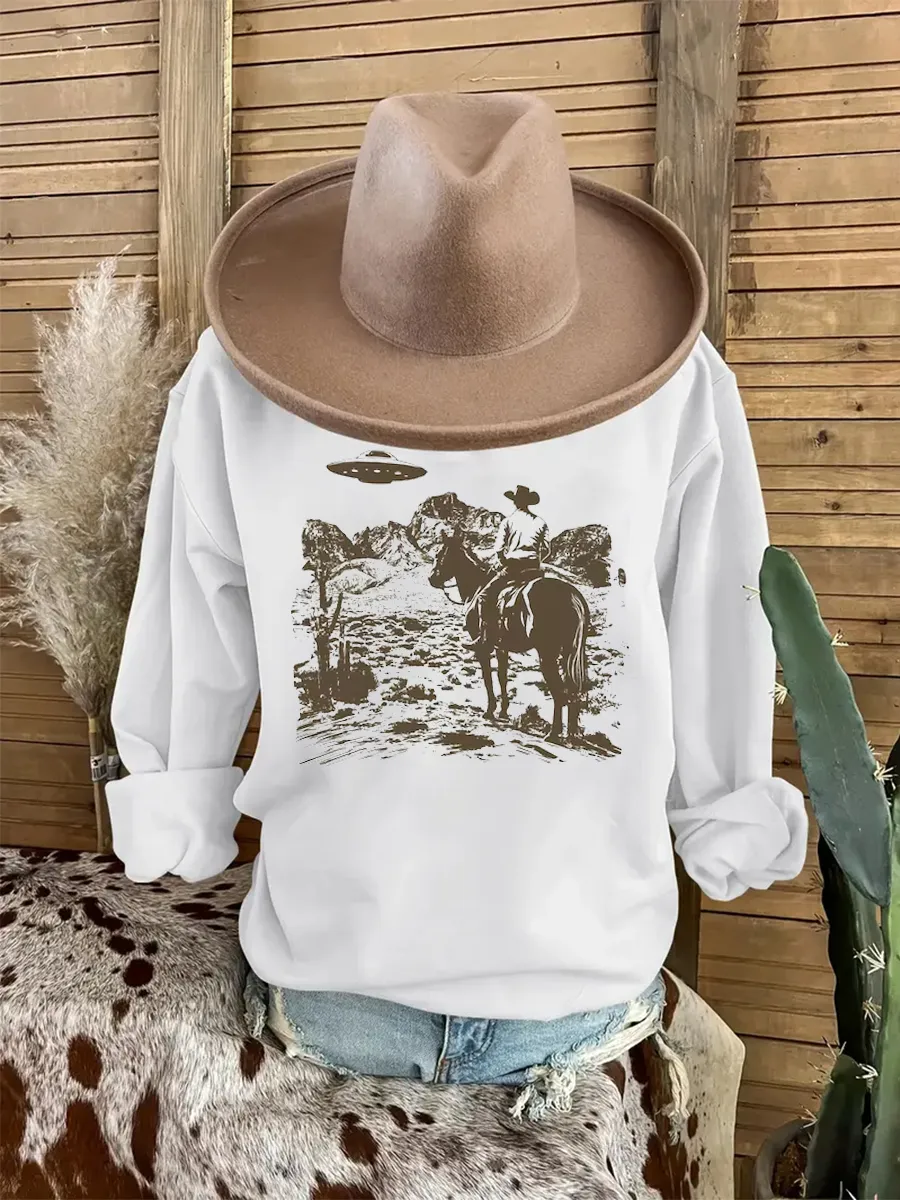 Wild West, Interstellar Cowboy Pattern Sweatshirt