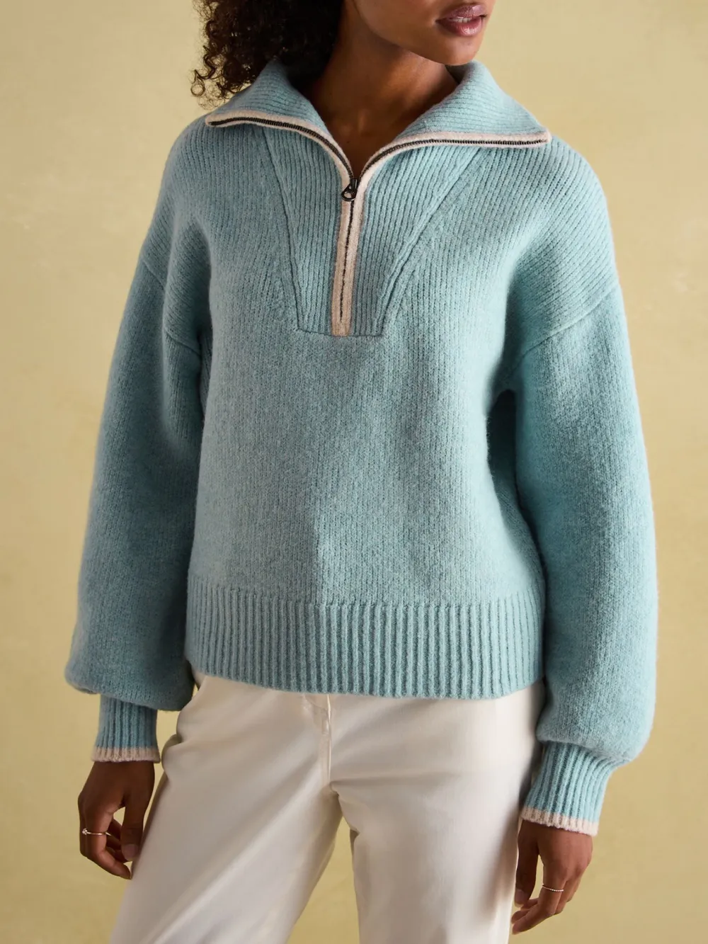 Elmore Pink Knitted Quarter Zip Jumper