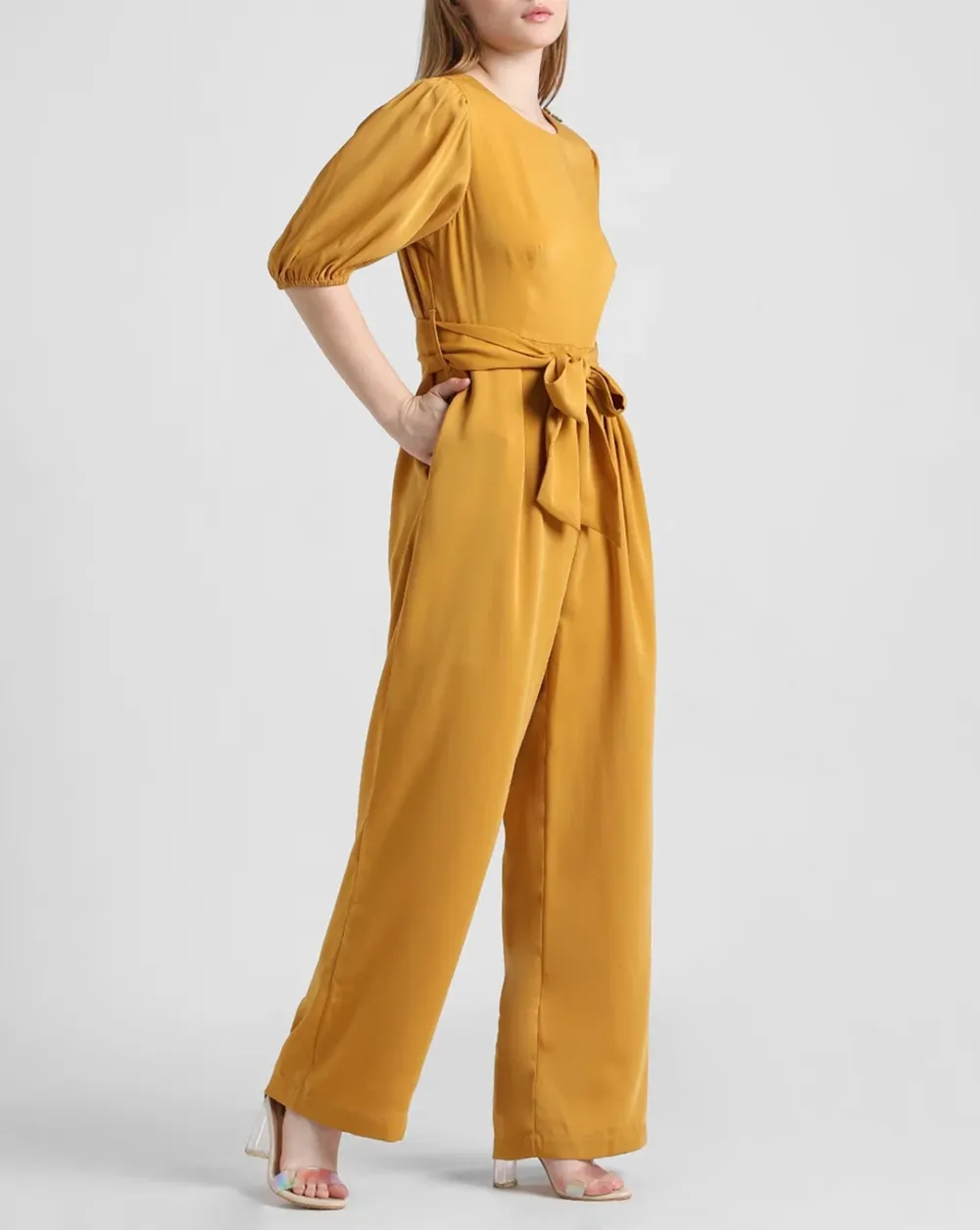 Pink Tie-Up Belt Jumpsuit