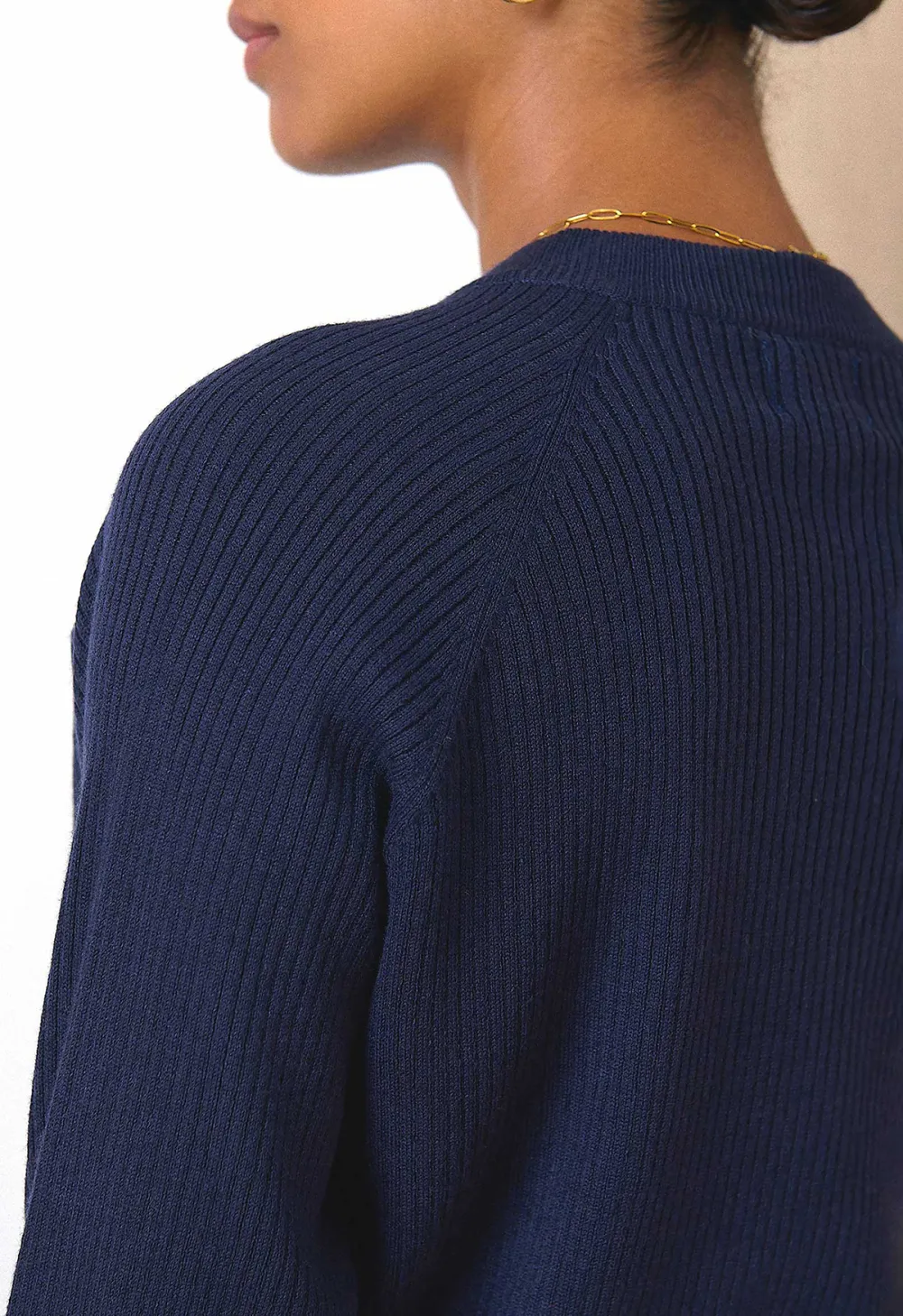 Navy Long-Sleeved Classic Cardigan