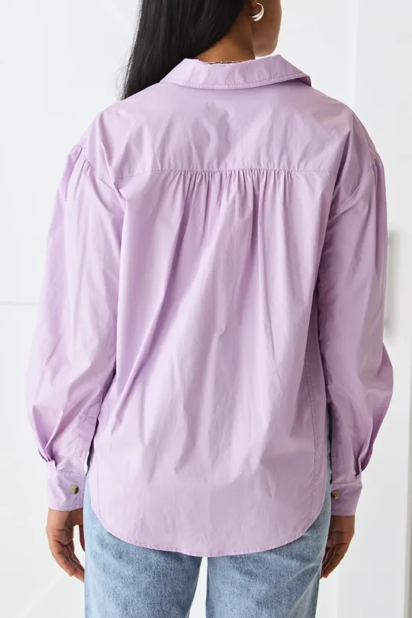 Breezy Lilac Poplin Drop Shoulder LS Shirt