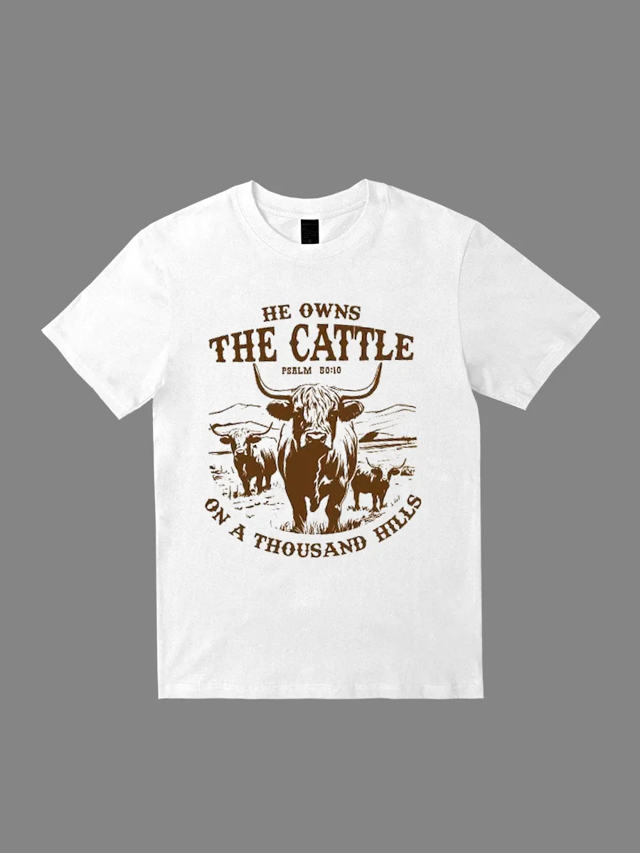 Western style pattern, mountain yak pattern T-shirt