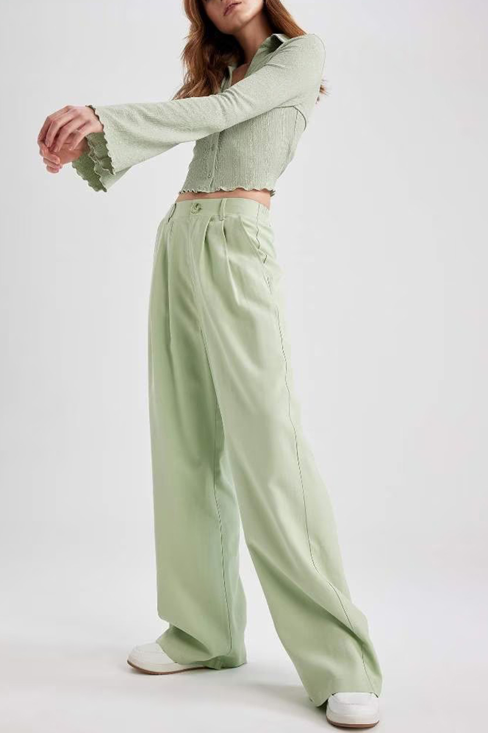 Wide Leg Normal Waist Pocket Trousers