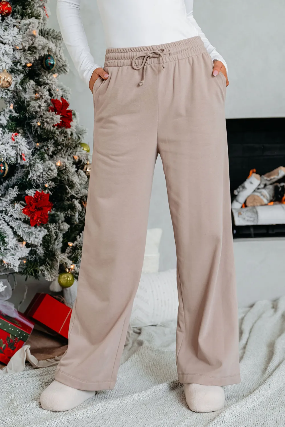 Comfort Lounge Mocha Wide Leg Sweatpants