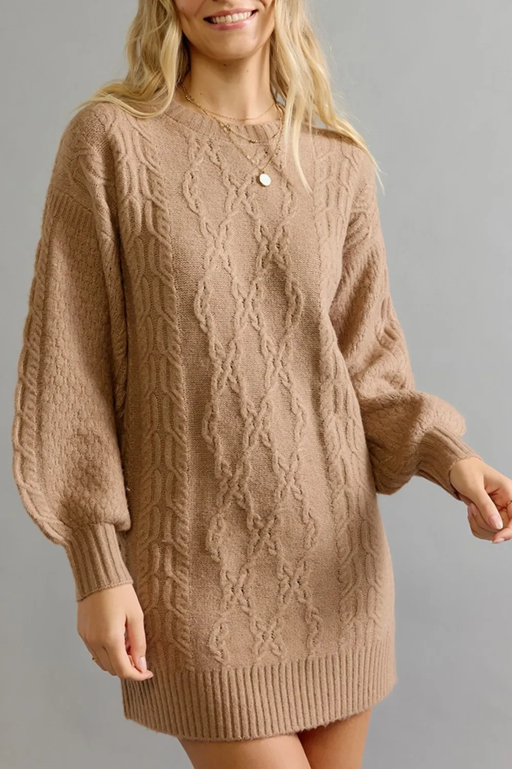 Sheila Cable Knit Sweater Mini Dress