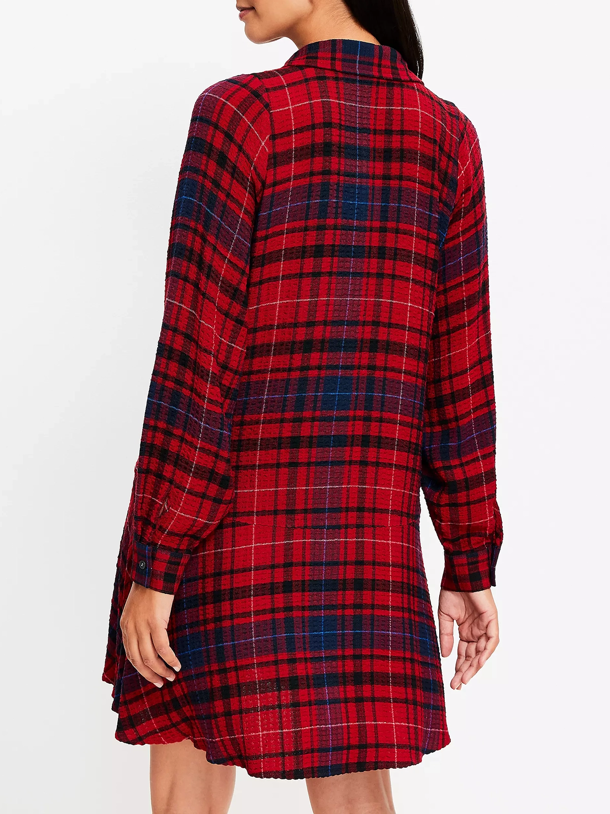 Plaid Flounce Mini Shirtdress