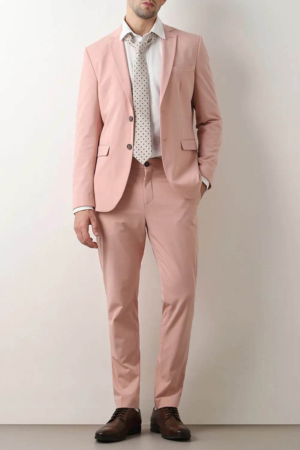 Pink Single Breasted Suit-Set Blazer