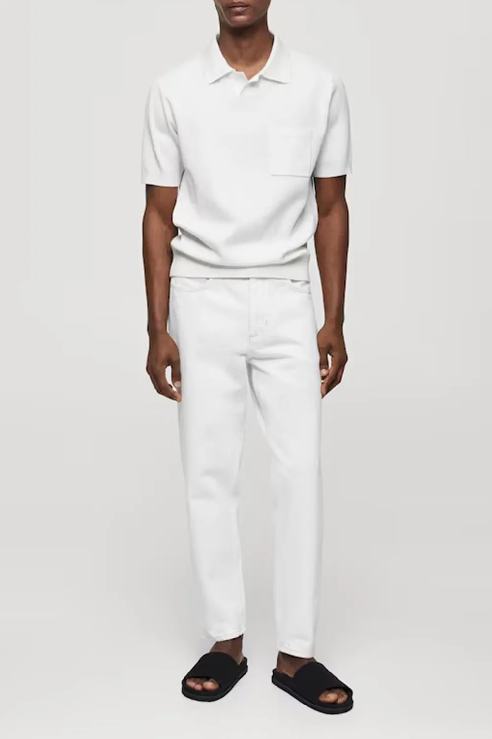 Short-sleeved ribbed polo shirt