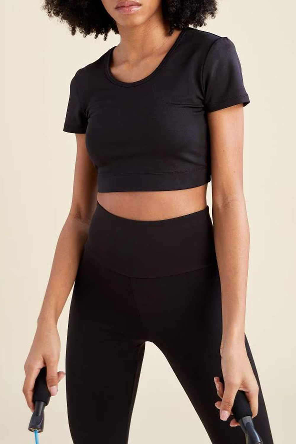 Crew Neck Short Sleeve Crop T-Shirt