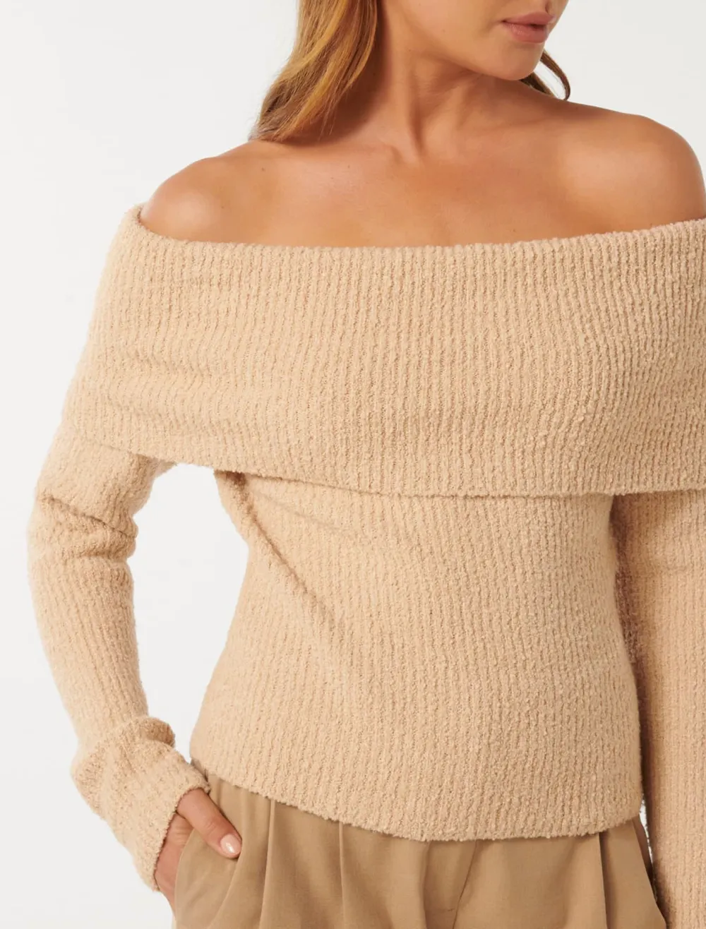 Mariah Boucle Bardot Sweater