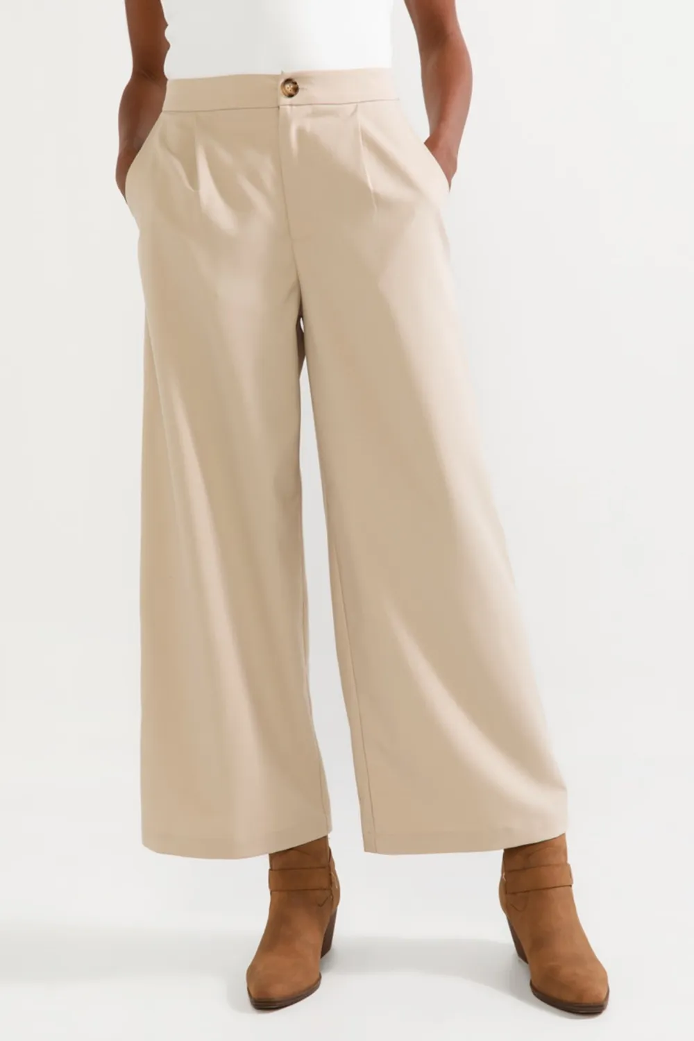 Hallie Wide Leg Crop Trouser Pants