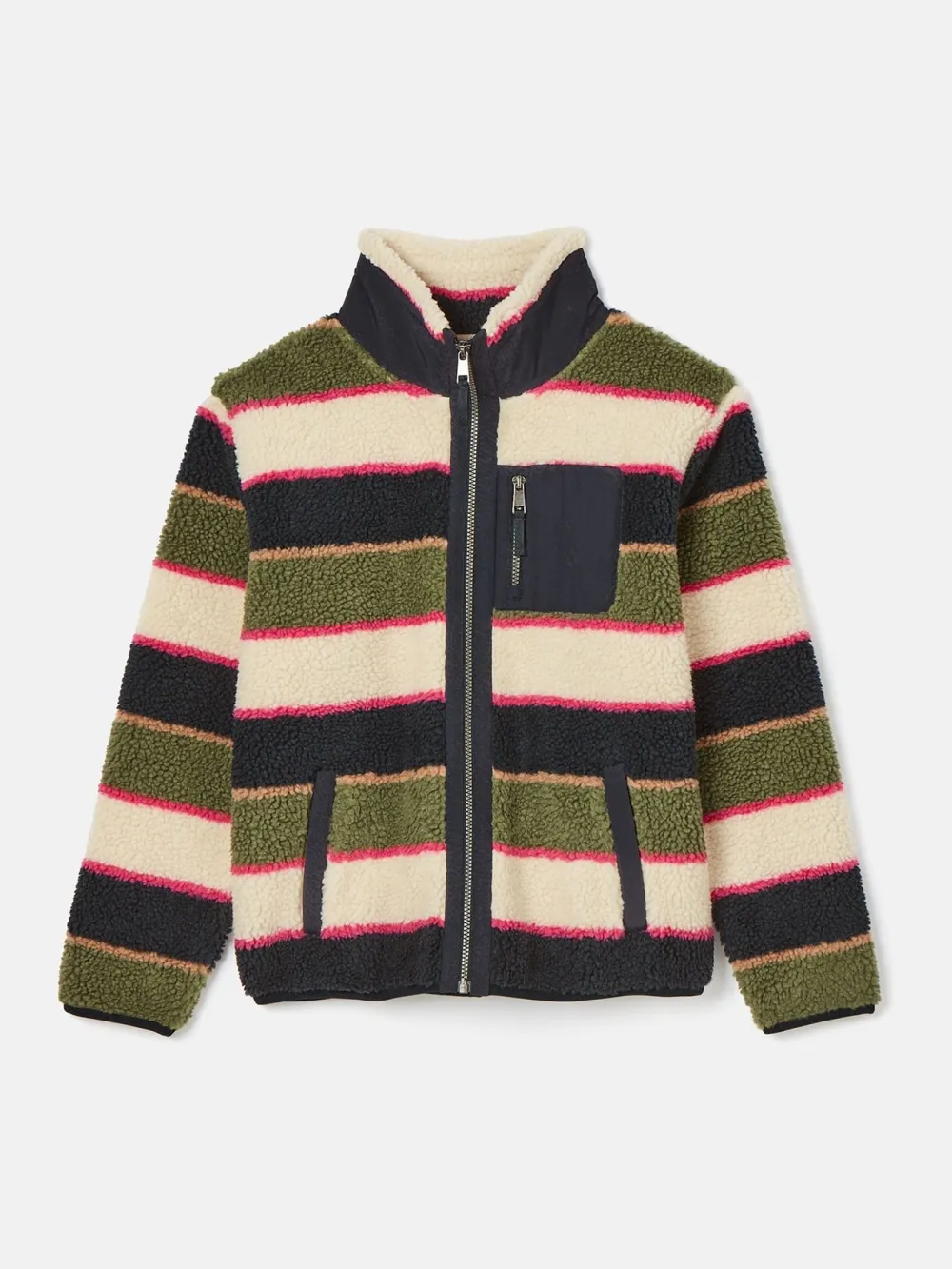 Multi Stripe Borg Fleece Jacket