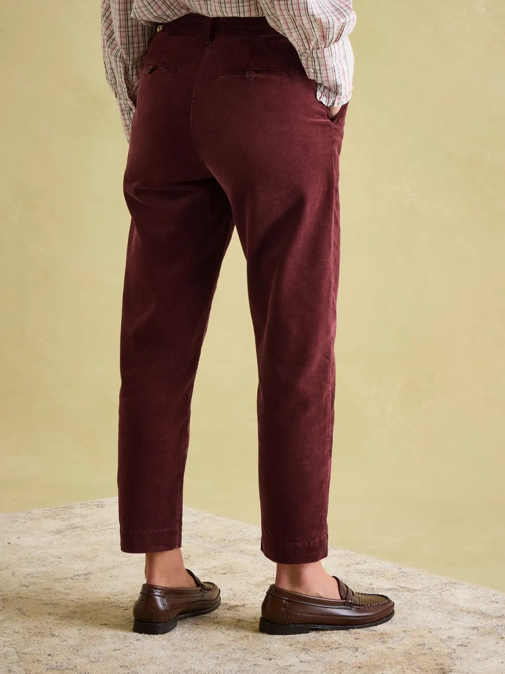 Cotton Calla Burgundy Corduroy Tapered Trousers