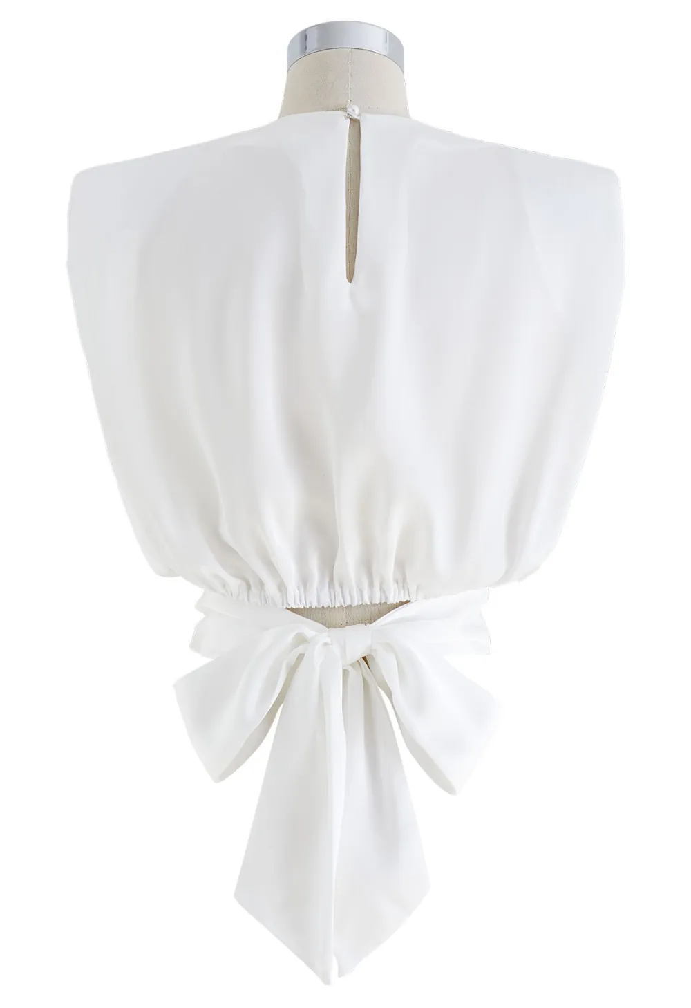 SATIN TIE BACK SLEEVELESS TOP IN WHITE