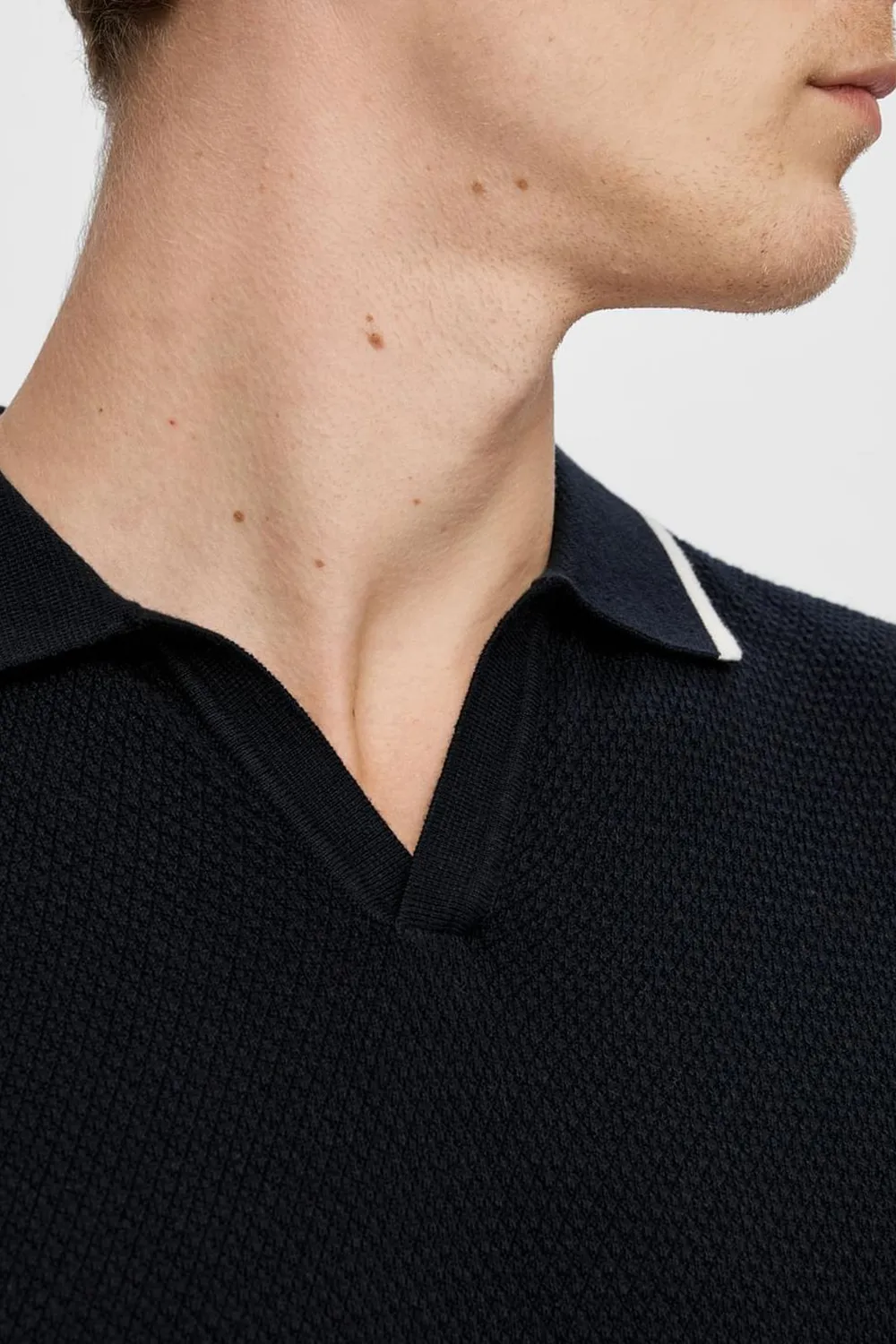 Dark Blue Knit Polo T-shirt