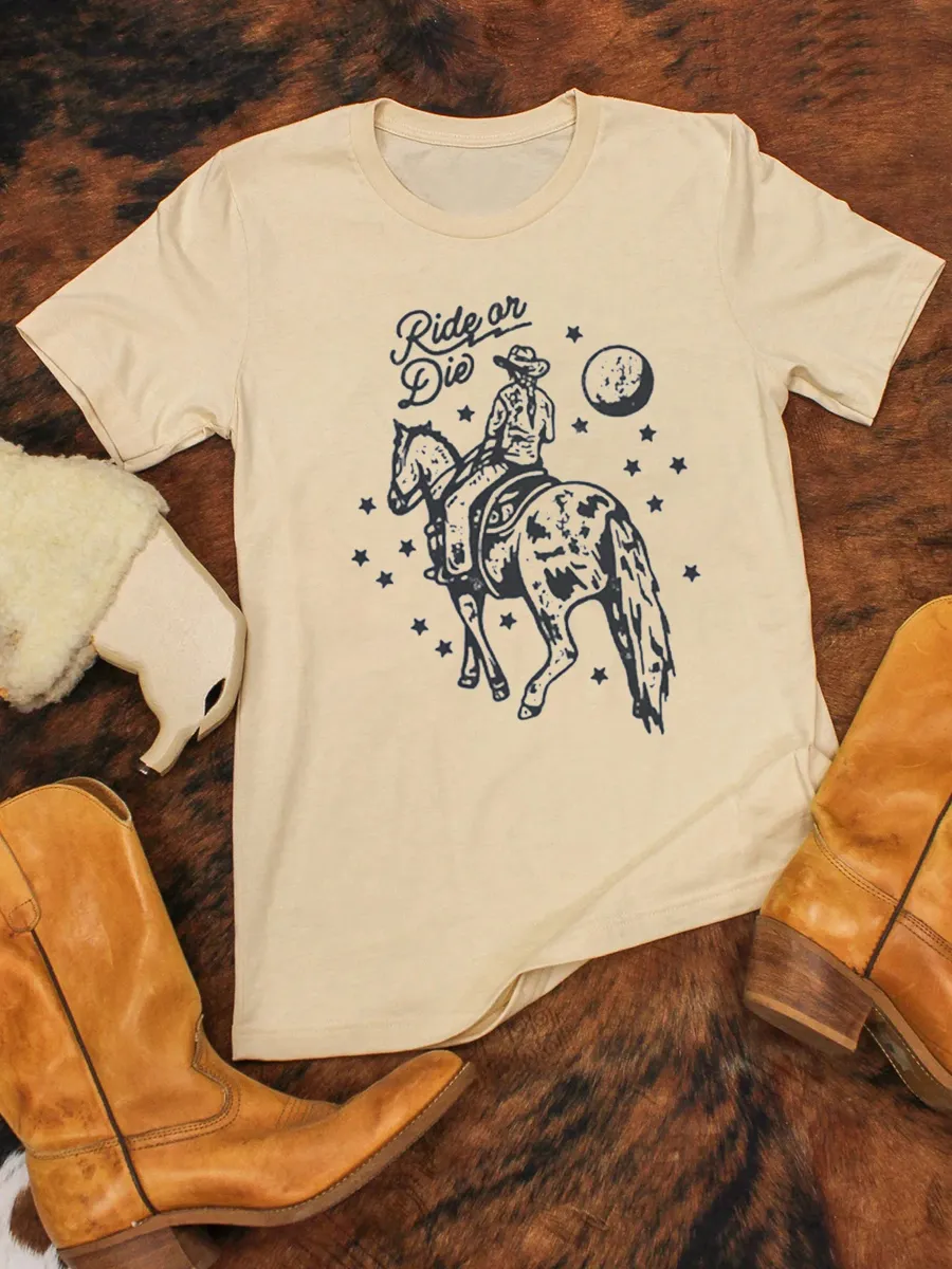 Riding or Dead Cowboy Girl Singles Party T-shirt