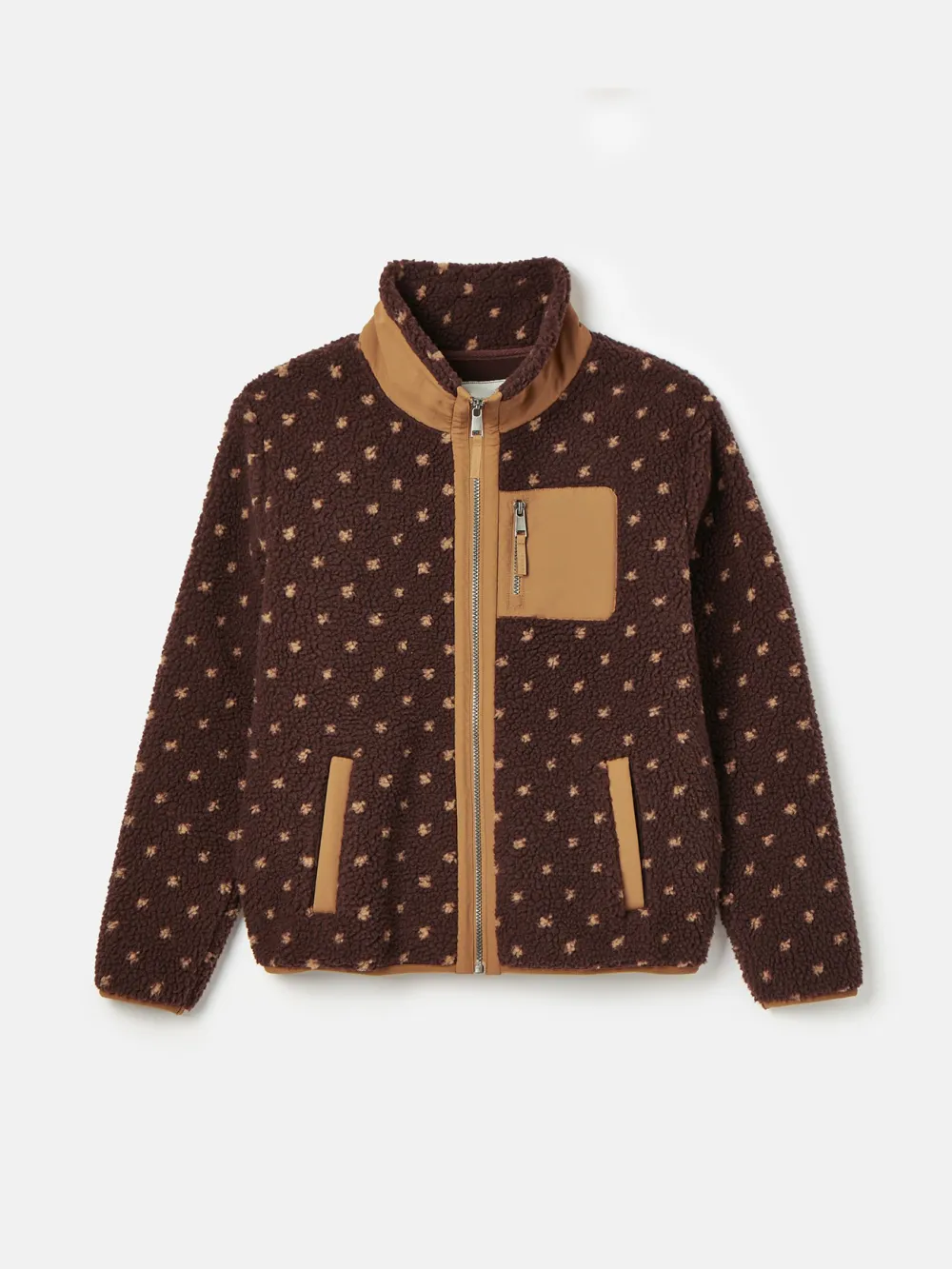 Lottie Chocolate Brown spot Borg Fleece Jacket