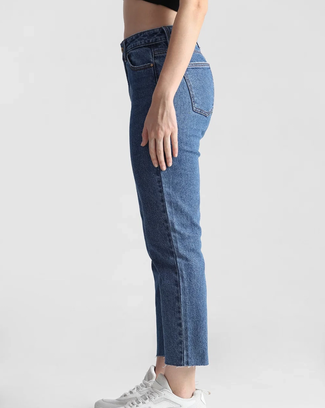 Blue High Rise Mom Fit Jeans